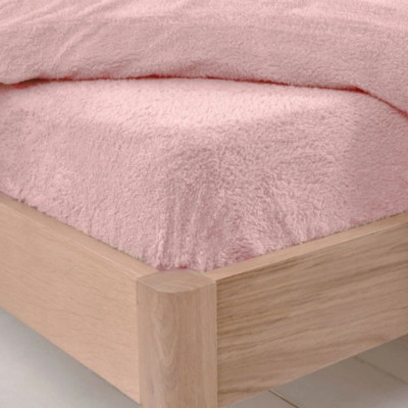 Image of OHS OHS Teddy Fleece Thermal Fitted Bed Sheet in Light Pink Size: King Fitted Light Pink King Fitted Unisex 5027434000456