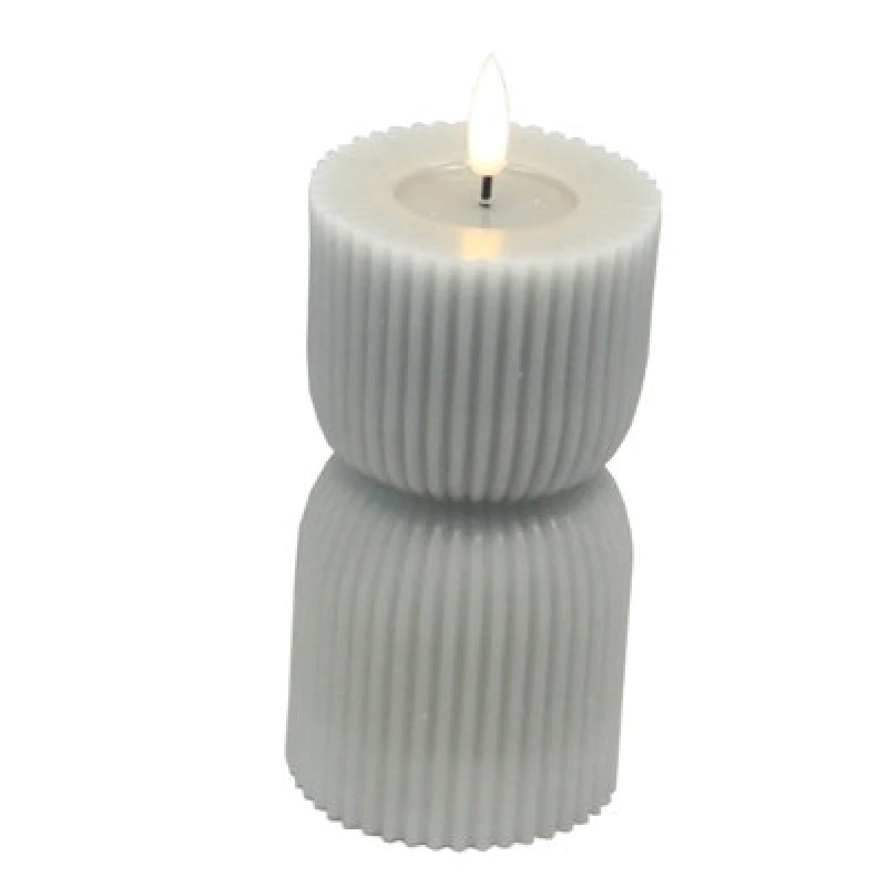 Image of Luxe Collection Natural Glow 2.75X10 Grey Carved LED Candle
