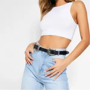 Image of I Saw It First Double Buckle Western Style Belt - Black