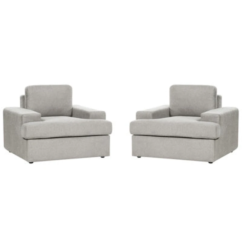 Image of Beliani Set Of 2 Armchairs Alla Fabric Light Grey