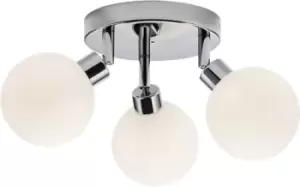 Image of KnightsBridge 230V IP44 G9 Triple Spotlight with Round Frosted Glass - Chrome