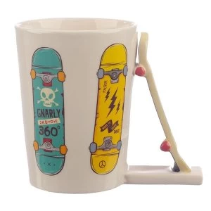 Image of Skateboard Shaped Handle Ceramic Mug