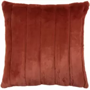 Image of Riva Paoletti Empress Super Soft Faux Fur Cushion Cover, Rust, 45 x 45 Cm
