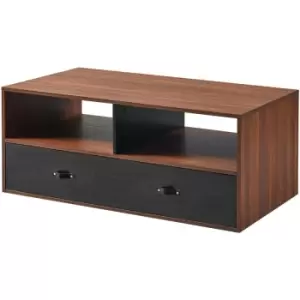 Image of Henry Wooden Coffee Table & Storage, Modern Rectangular End Table with Drawers for Living Room, Reception Room or Study, Walnut Brown - Walnut /