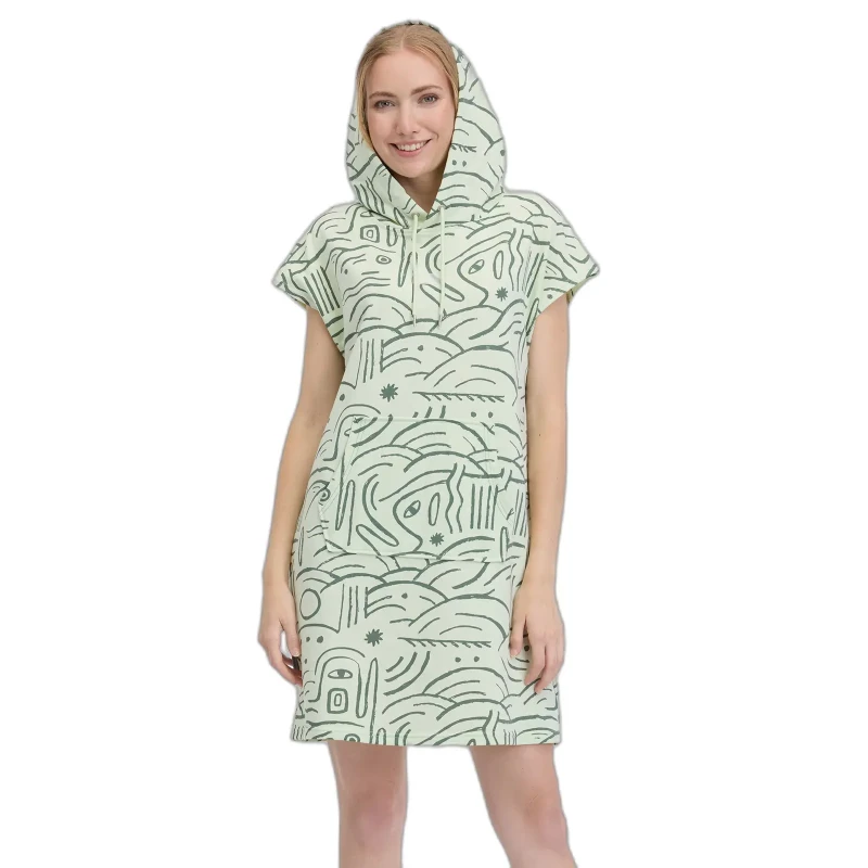 Image of Ragwear Womens hooded t-shirt dress Ragwear Chyca Print Bleu Female S