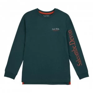 Image of Jack Wills Script Long Sleeve Top - Blue Spruce