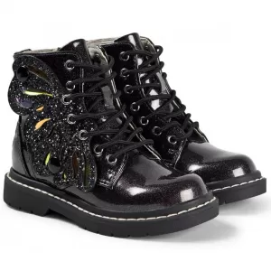 Image of Lelli Kelly Girls Glitter Fairy Wings Ankle Boot - Black Glitter