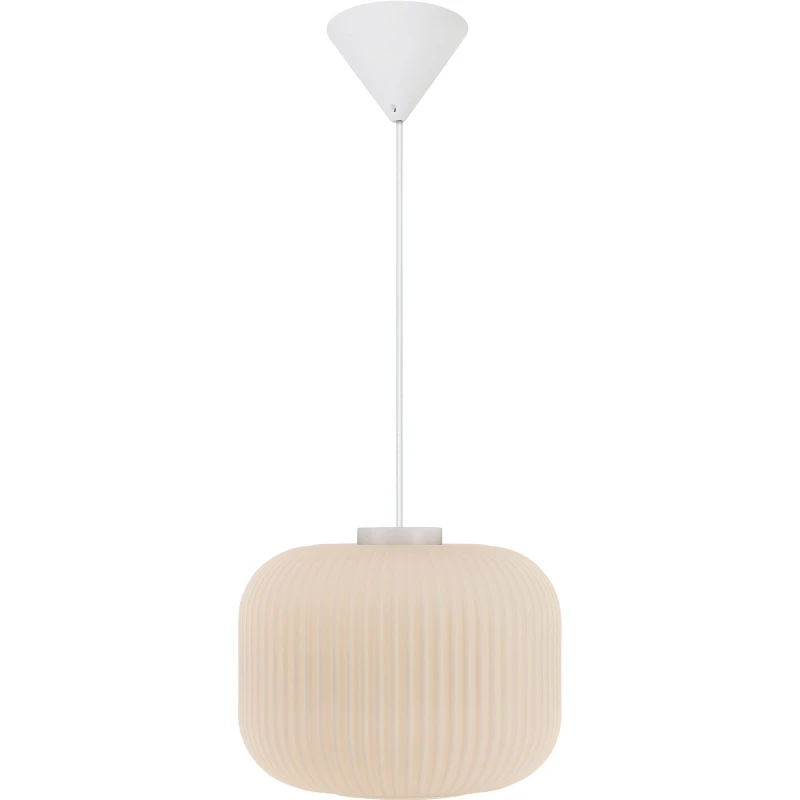 Image of Nordlux Milford Glass Pendant Light Ribbed White,mains