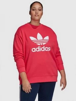 Image of adidas Originals Trefoil Crew Sweat - Plus Size, Pink, Size 3X, Women