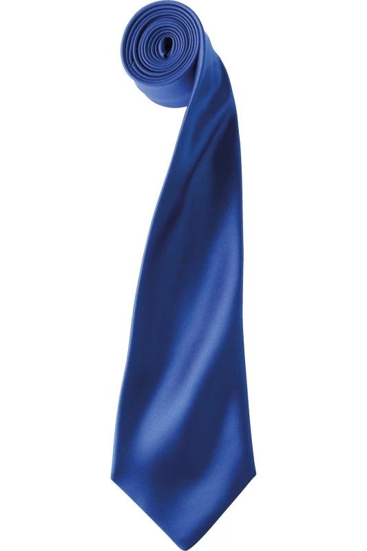 Image of Premier Premier Men Plain Satin Tie (Narrow Blade) in Royal Royal One Size Male 5055805451910