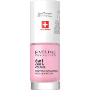 Image of Eveline Cosmetics Nail Therapy Care & Colour nail conditioner 6-in-1 shade Shimmer Pink 5 ml