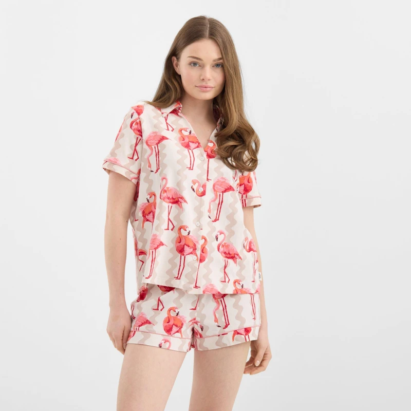 Image of Chelsea Peers ChelsP Cotton SS Set Ld62 Flamingo Stripe female 8 (XS)
