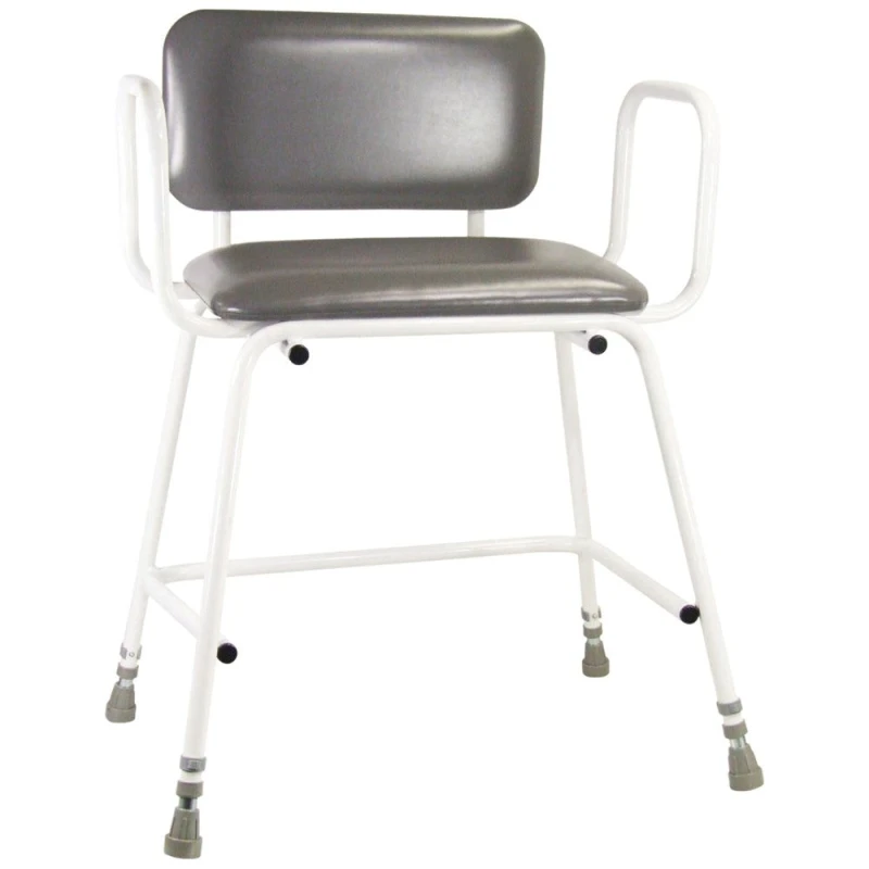 Image of Loops Bariatric Perching Stool - Arms and Padded Backrest - Adjustable Height Multi