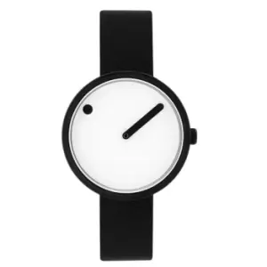 Image of Picto 43343-4112MB White Dial Black Leather Strap Wristwatch