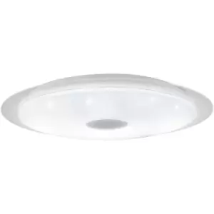 Image of Flush Ceiling Light White Shade White Silver Plastic Crystal Effect LED 36W