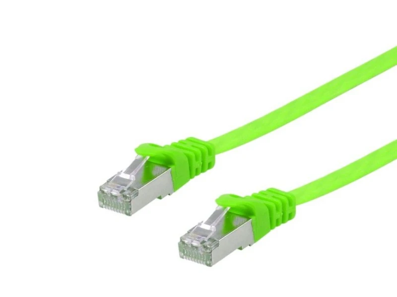 Image of Equip Cat.6A U/FTP Flat Patch Cable. 0.5m. Green