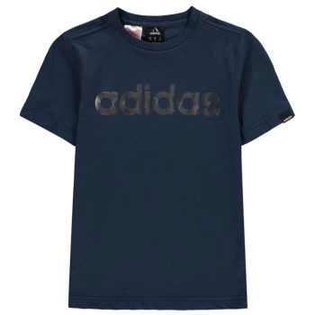 Image of adidas Linear Foil T Shirt Junior Boys - Blue