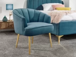 Image of GFW Pettine Teal Upholstered Fabric Accent Chair