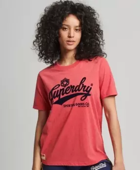 Image of Superdry Womens Vintage Script Style College T-Shirt Red / Papaya Red Marl - Size: 6