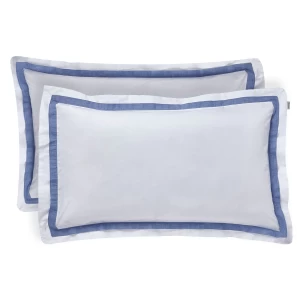 Image of Bianca Cotton Soft Bianca Pair of Cotton Chambray Pleated Oxford Pillowcases