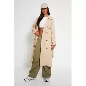 Image of I Saw It First Double Breasted Belt Detail Maxi Trench Coat - Brown