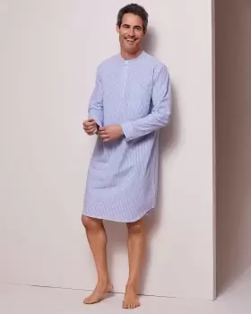Image of Cotton Traders Mens Woven Nightshirt in Blue