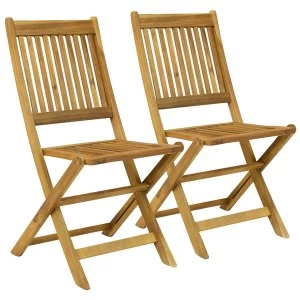 Image of Charles Bentley Wooden Outdoor Foldable Chairs Pair - Natural