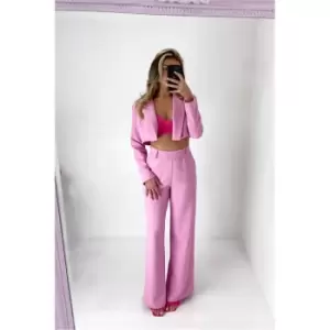 Image of I Saw It First Pink Wide Leg Tailored Trousers - Pink
