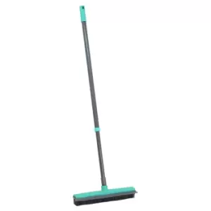 Image of JVL Indoor Extendable Rubber Bristle Brush Broom with Squeegee Grey/Turquoise