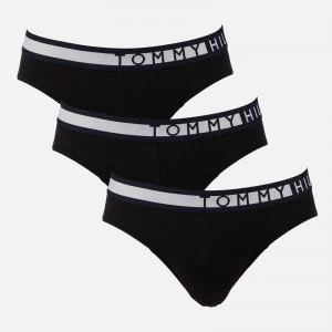 Image of Tommy Hilfiger Mens Tommy Logo 3 Pack Briefs - Black - M
