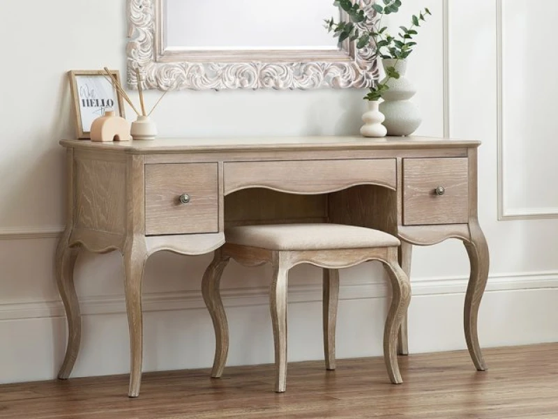 Image of Julian Bowen Camille Limed Oak 2 Drawer Dressing Table Set