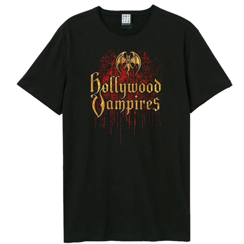 Image of Amplified Amplified Men Bad Blood Hollywood Vampires Logo T-Shirt in Black Size: X-Small Black XS Male 5063852059560