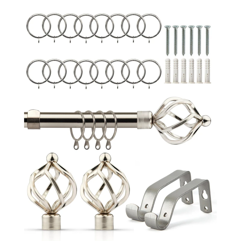 Image of Emma Barclay Curtain Pole with Rings Extendable Cage Brushed Silver unisex 120-210cm