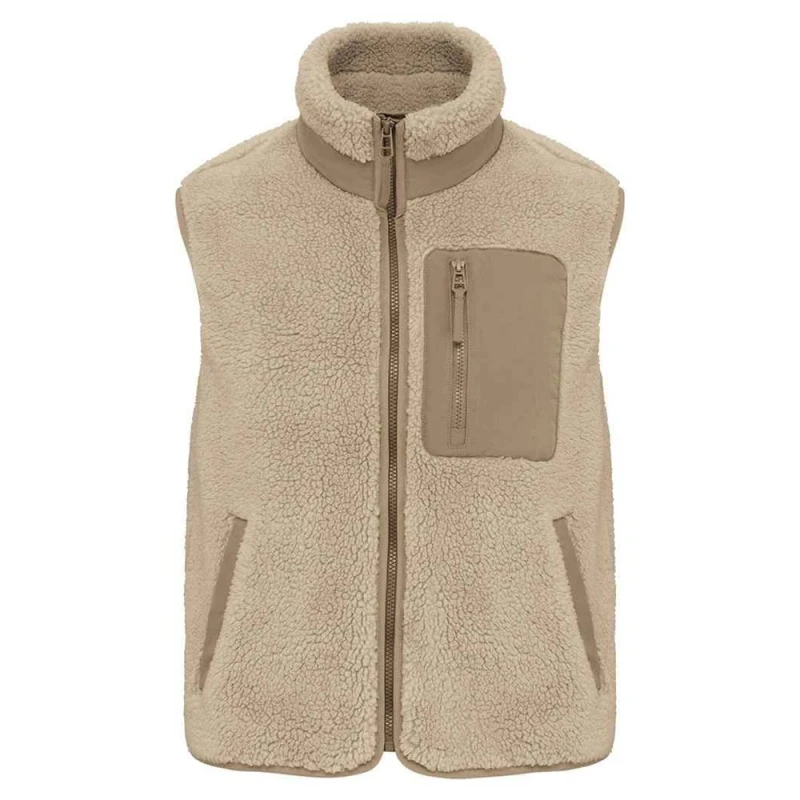 Image of Native Spirit Mens Sherpa Body Warmer in Medium Beige Size: XS Medium Beige Male XS
