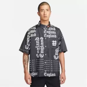 Image of Nike England Button Down T-Shirt Mens 2022/2023 - Black