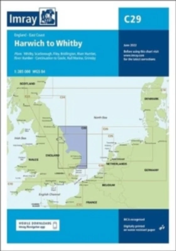 Image of Imray Chart C29 : Harwich to Whitby Sheet map, folded