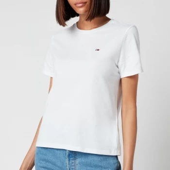 Image of Tommy Jeans Womens Regular Crew Neck T-Shirt - White - S