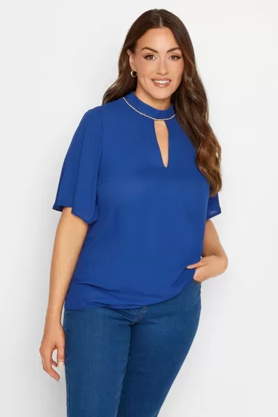 Image of Embellished Neck Keyhole Blouse
