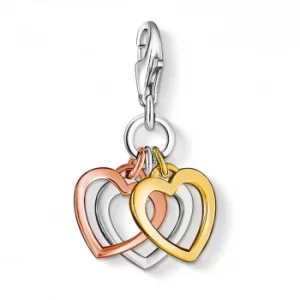 Image of THOMAS SABO Silver Gold Plated Triple Open Heart Charm 0959-431-12