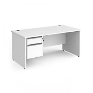 Image of Dams International Straight Desk with White MFC Top and Silver Frame Panel Legs and 2 Lockable Drawer Pedestal Contract 25 1600 x 800 x 725mm