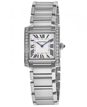 Image of Tank Francaise 30.40 mm Quartz Silver Dial Stainless Steel Diamonds Ladies Watch