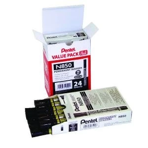 Image of Pentel N850 Permanent Marker Bullet Tip Black Pack of 24 N85024-A