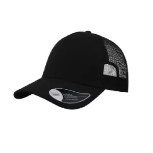 Image of Atlantis Rapper Jersey Mid Visor Trucker Cap (One Size) (Black)