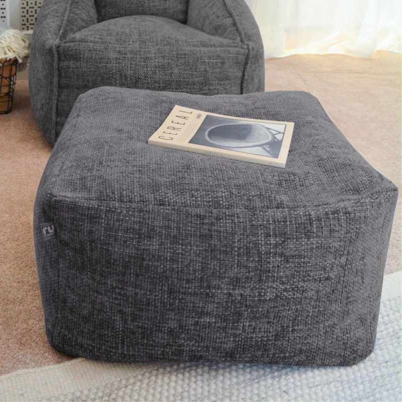 Image of Rucomfy Weave Ottoman Beanbag - Slate Grey
