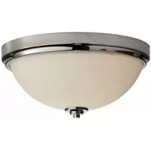 Image of Loops - IP44 2 Bulb Flush Light Low Ceiling Polished Chrome LED E27 60W Bulb