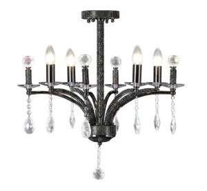 Image of Semi Flush Ceiling Pendant 4 Light Black Chrome, Crystal