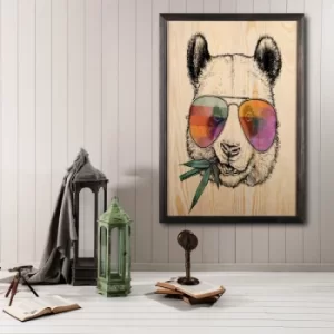 Image of Cool Panda Multicolor Decorative Framed Wooden Painting