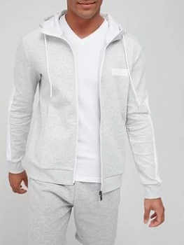 Image of Hugo Boss Athleisure Saggy Batch Logo Zip Through Hoodie Grey Size S Men