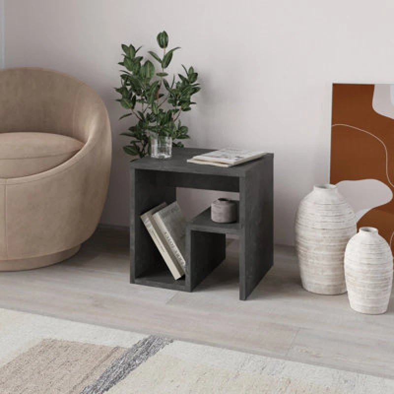Image of Decortie Side Table 35X40X40Cm Particleboard, Retro Grey 8683628018781
