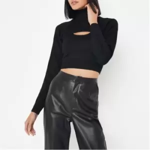 Image of Missguided Neck Cut Out Top Under Vest Co Ord - Black
